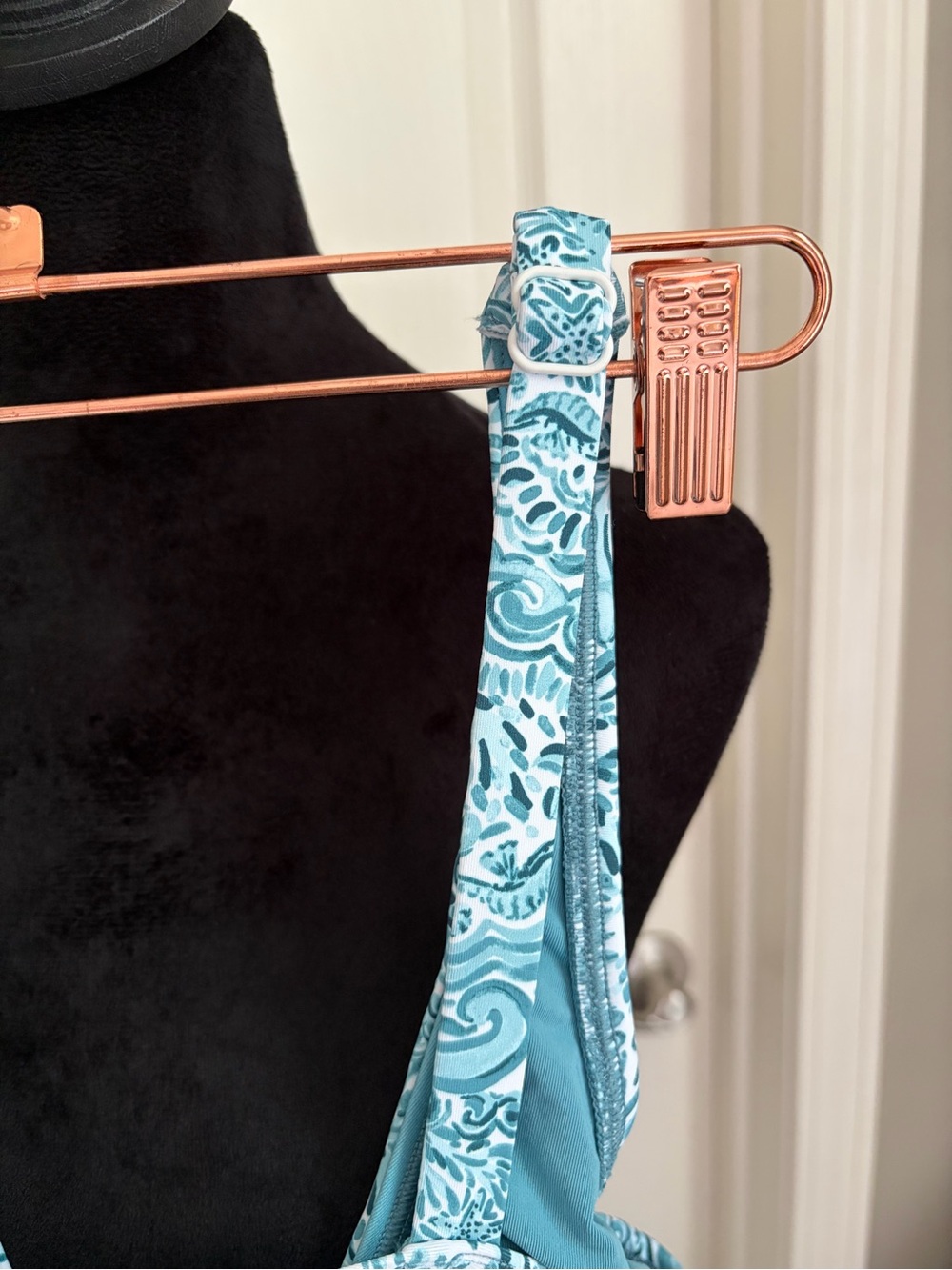 Teal Floral V-Neck Tankini Top and High Waisted Bottom - Picture 4 of 14